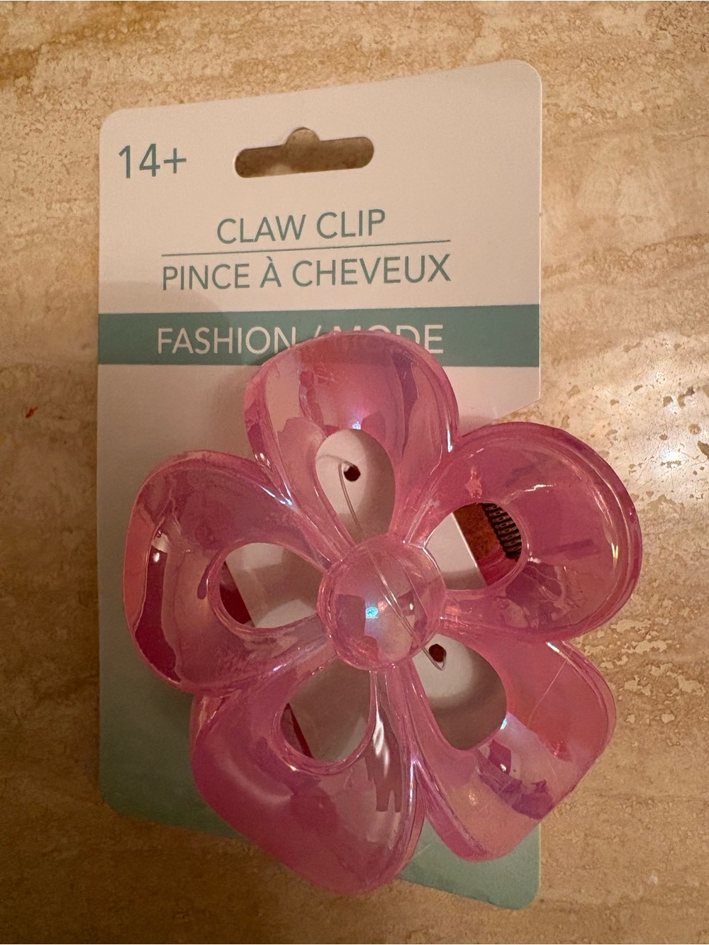 Iridescent Pink Floral Claw Hawaiian Style Hair Clip